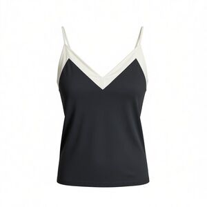 Holiday Gift: Calvin Klein Chic Contrast Trim V Neck Cami Top Black White NWT